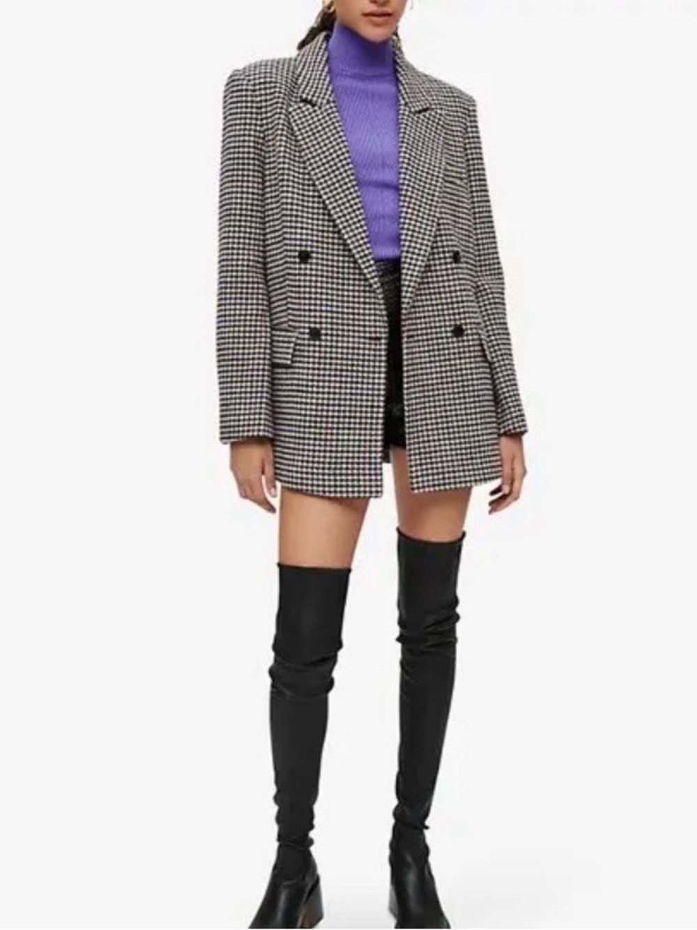 MAJE Votale Houndstooth Wool blend Jacket 34 - Picture 4 of 8
